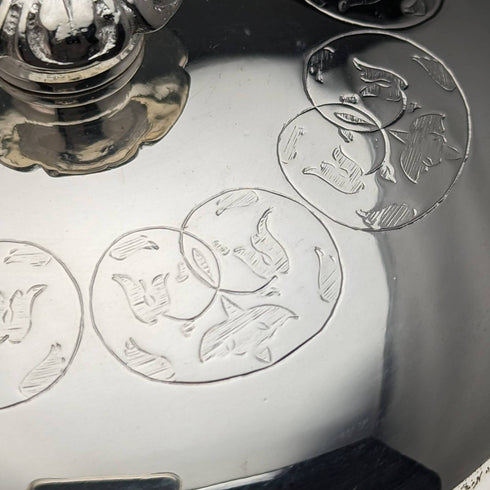 1869 British antique cut glass biscuit barrel silver plate lid